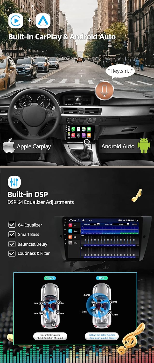 JOYX Android 13 Autoradio Passt für BMW E90/E91/E92/E93 (2005–2012) - [4G+64G] - Eingebaut DSP/Carpl