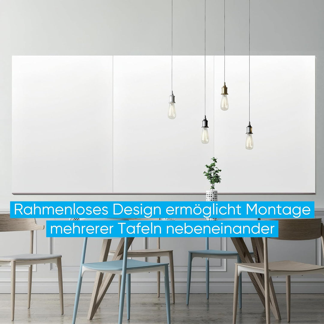FRANKEN Whiteboard aus Glas, magnetisch und beschreibbar, Design-Schreibtafel ohne Rahmen, Magnettaf