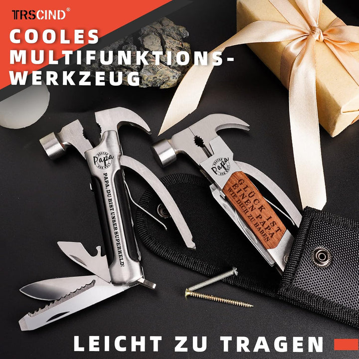 Vatertagsgeschenke für Papa Multitool Werkzeug Hammer, 14 in 1 Multitool Mini Hammer Männertag Gesch