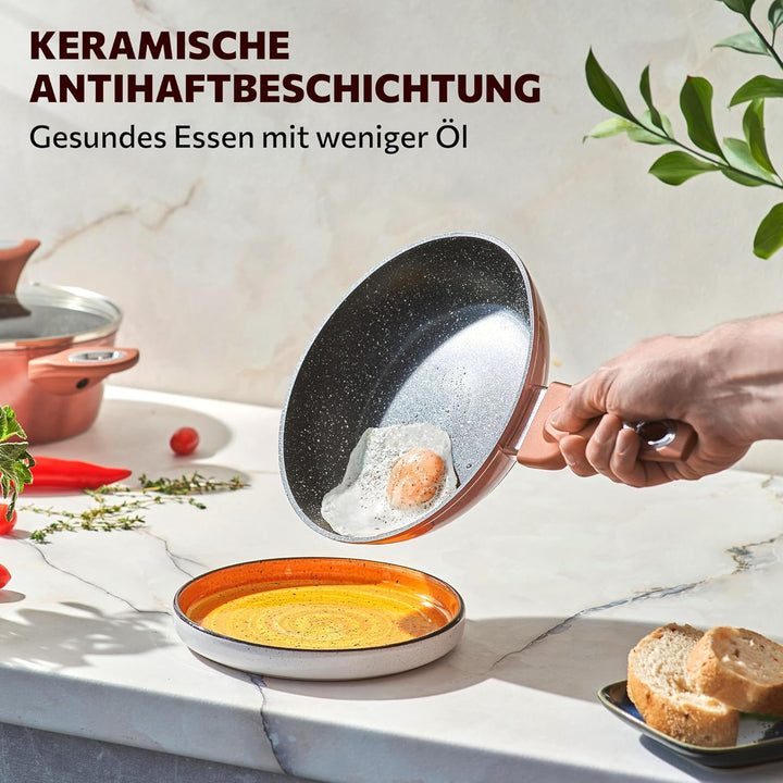 Topfset 15-teilig mit Antihaftbeschichtung - Kochtopf Set mit Deckel - Induktions Töpfe Set - Töpfe