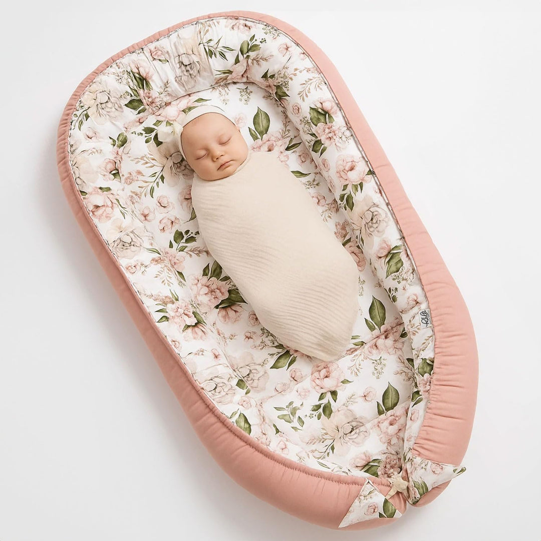 PaLulli 120x60 cm Babynest Babynestchen XXL Babykokon 2seitig 100% Baumwolle Kissen Nestchen für Bab