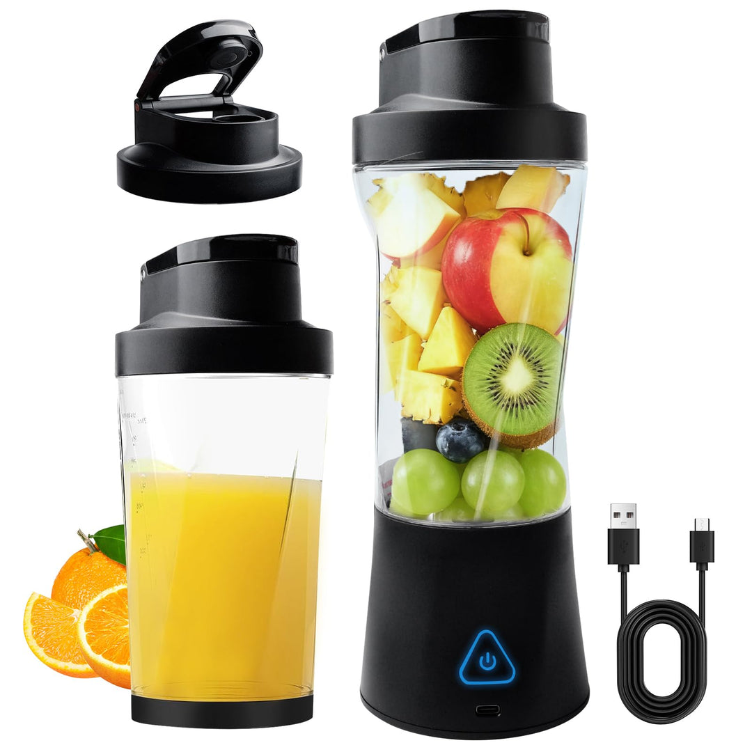 700ml Tragbarer Mixer Smoothie Maker to Go, Mini Standmixer Smoothie Maker mit 6-Klingen, 6000mAh US
