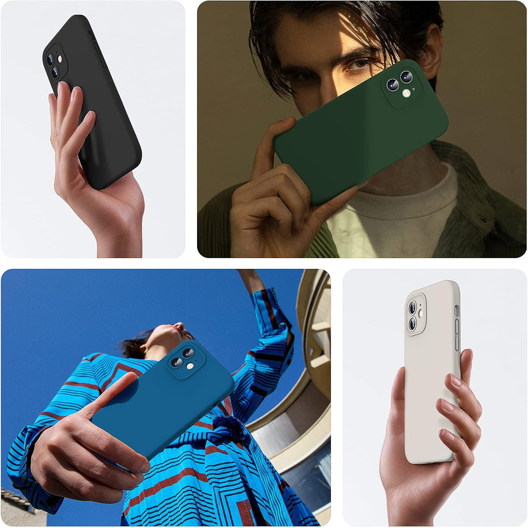 HATOSHI 3-in-1 iPhone 12 Hülle mit 2 Stück Schutzglas, Flüssig Silikon Anti-Rutsch Kratzfestes Stoss