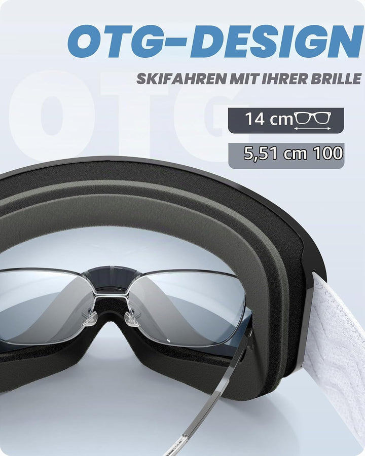 RIOROO Skibrille, Snowboard Brille für Brillenträger Herren Damen Erwachsene Jugendliche Doppel-Obje