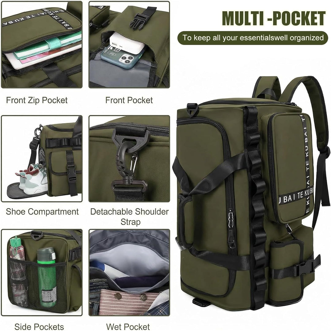 Sporttasche Reisetasche für Damen und Herren, Gross 65L Sporttaschen mit Schuhfach &amp; Nassfach, Large