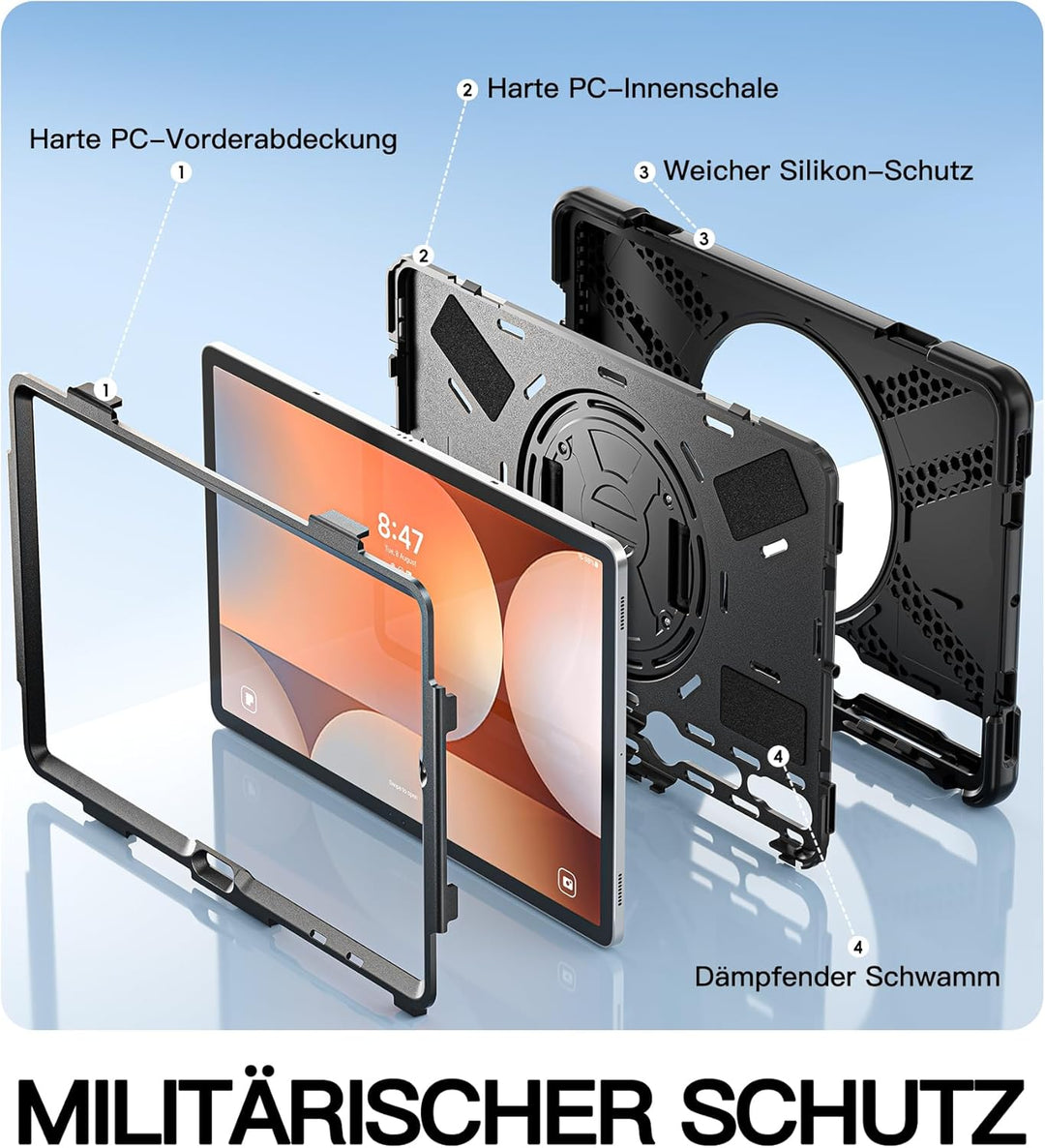 BRAECN Samsung Galaxy Tab S9 FE+/S9+/S8+/S7 FE/S7+ Hülle 12.4 Zoll, Robuste Stossfeste Schutzhülle m