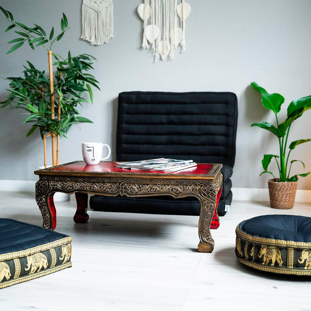 livasia Opiumtisch, asiatischer Beistelltisch in Glasmosaik Design, 76x50cm, Couchtisch (Handarbeit)