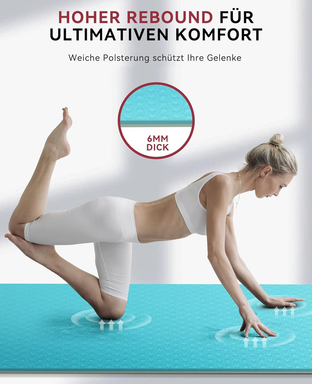 HAPBEAR Yogamatte XXL - 183cmx91cmx6mm Dicke, Extra Gross Rutschfest Breit Yoga Matte, Gymnastikmatt