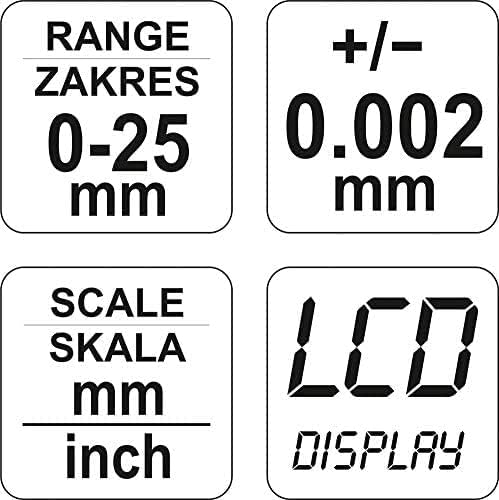 YATO DIGITAL OUTSIDE MICROMETER 0-25MM, 0.01MM, Violett, 0.34kg, Buchenholzgriff