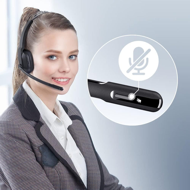 EKSA H5SE Bluetooth Headset, Kabelloses Headset mit Mikrofon AI Geräuschunterdrückung [45 Stdn Spiel
