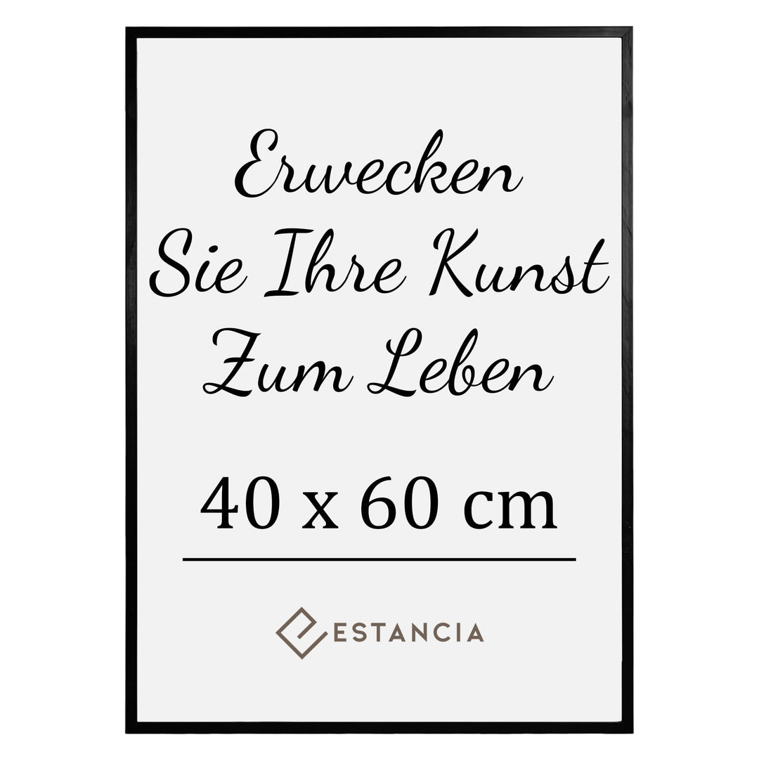 Estancia Schwarzer Holz Bilderrahmen 40x60 cm mit Bruchsicheres Plexi-Glas | Moderner Portraitrahmen