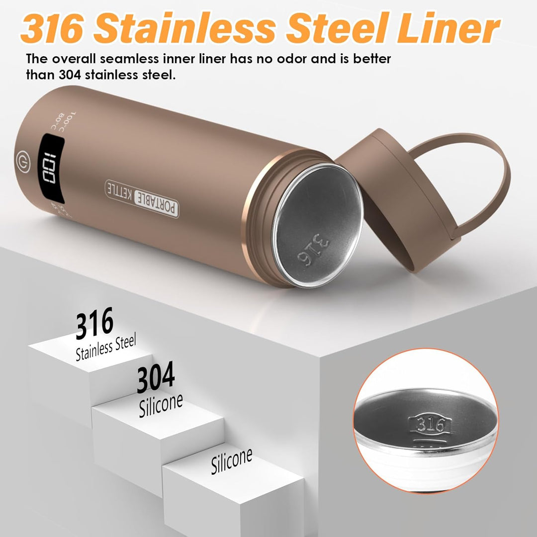 Elektrischer Reisewasserkocher Klein 500ML, Kleiner Wasserkocher Reise Schnelles Kochwasser Mini -Wa