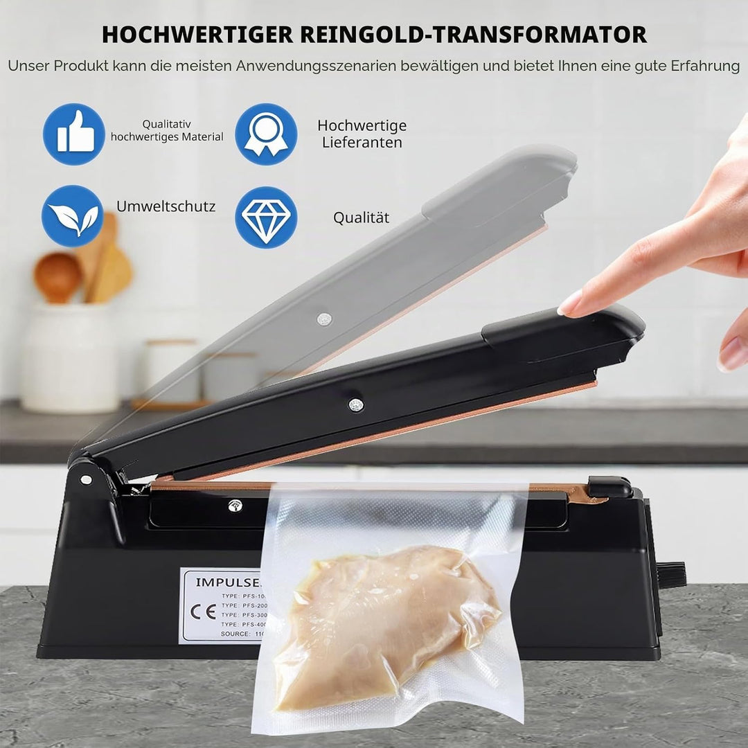 Heisssiegelgerät Folienschweissgerät 200mm, Folienschweissgerät, Impulse Heat Bag Sealer, Bag Sealer