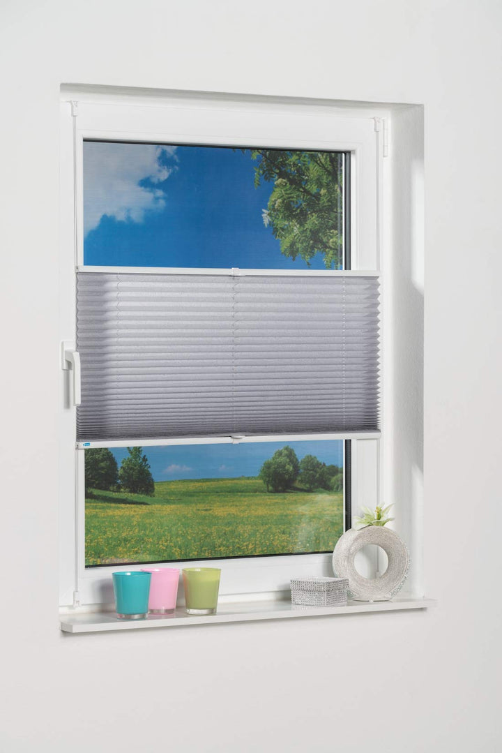 K-home 688899-26 Klemmfix-Plissee 105 x 130 cm (B x L) Grau Lichtschutz +++ Moderne Crushed Optik ++