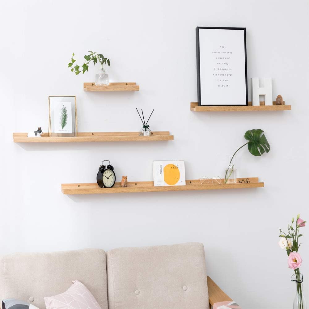 Bilderleiste Holz,80cm Eiche Wandregal Holz Regal Massiv Schweberegal gewürzregal regalbrett Hängere