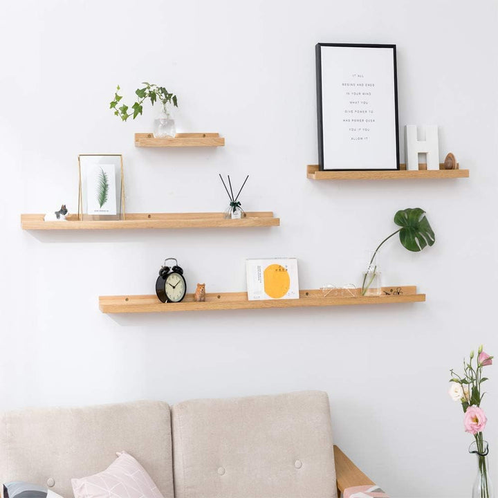 Bilderleiste Holz,80cm Eiche Wandregal Holz Regal Massiv Schweberegal gewürzregal regalbrett Hängere