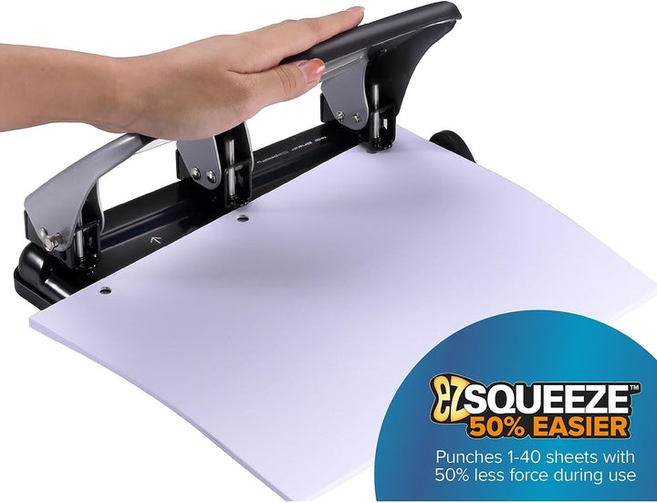 Bostitch Office EZ Squeeze Heavy Duty 3-Locher, 40 Blatt Kapazität, verbraucht weniger Kraft, perfek