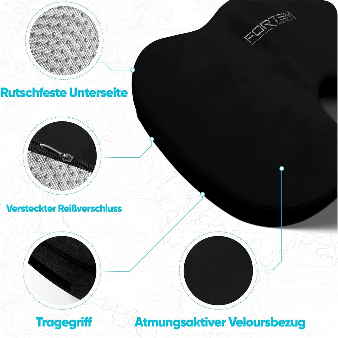 FORTEM Sitzkissen, Sitzpolster, Bürostuhlkissen, Memory-Schaum Schreibtischstuhl Kissen, Rutschfeste