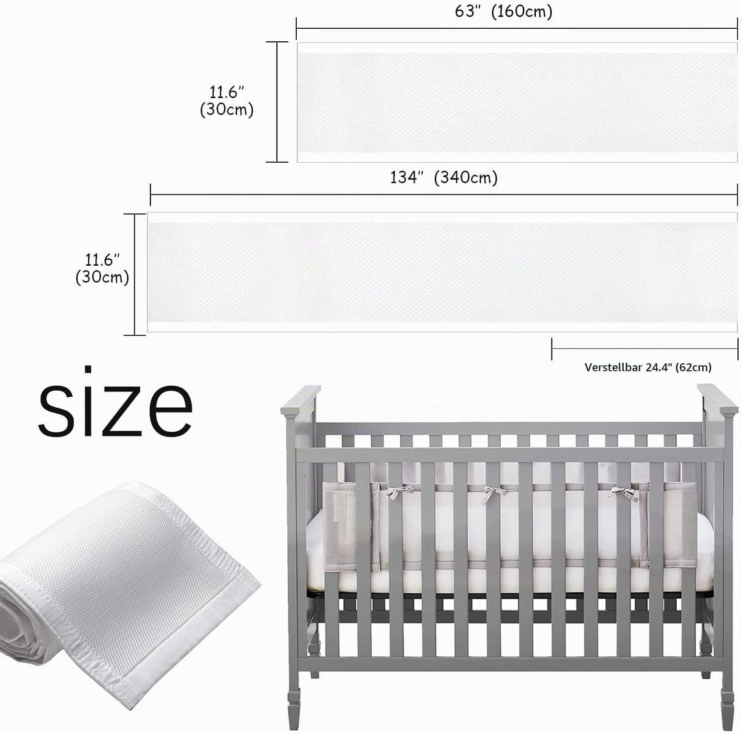 Bettumrandung Babybett,Baby Nestchen Bettumrandung,Kopfumrandung Babybett,Atmungsaktive Krippenumran