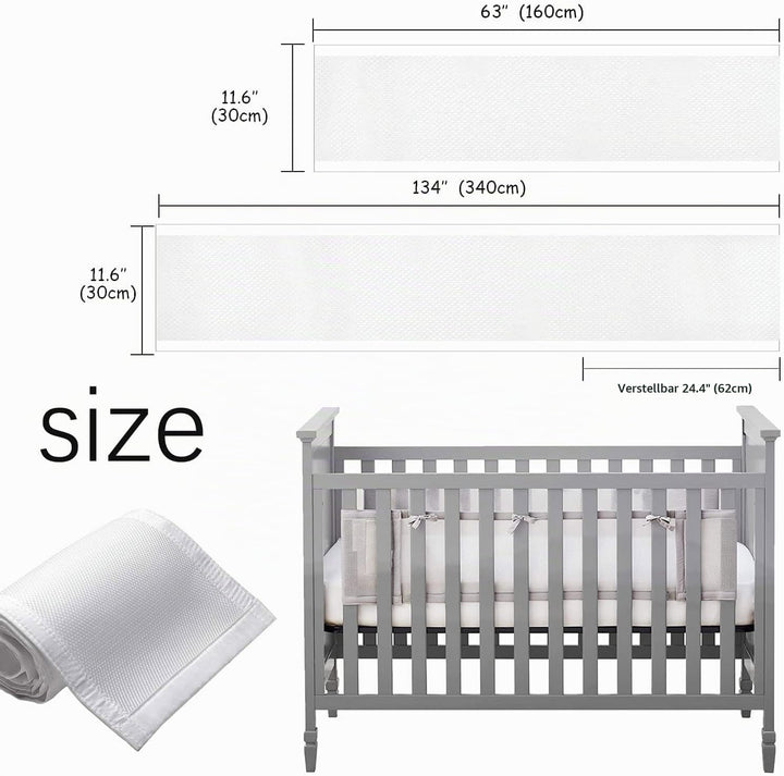 Bettumrandung Babybett,Baby Nestchen Bettumrandung,Kopfumrandung Babybett,Atmungsaktive Krippenumran