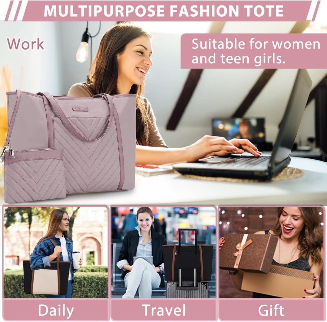 VX VONXURY Handtasche Damen Mittelgross Laptoptasche 15,6 Zoll Arbeitstasche Shopper Lehrertasche Sc