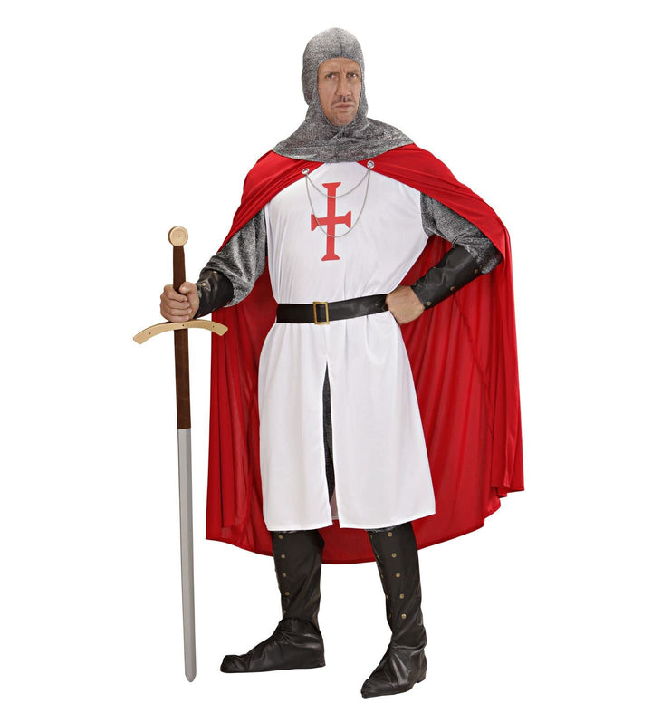 "CRUSADER" (long coat, pants, belt, armbands, helmet, boot covers, cape) - (L), L