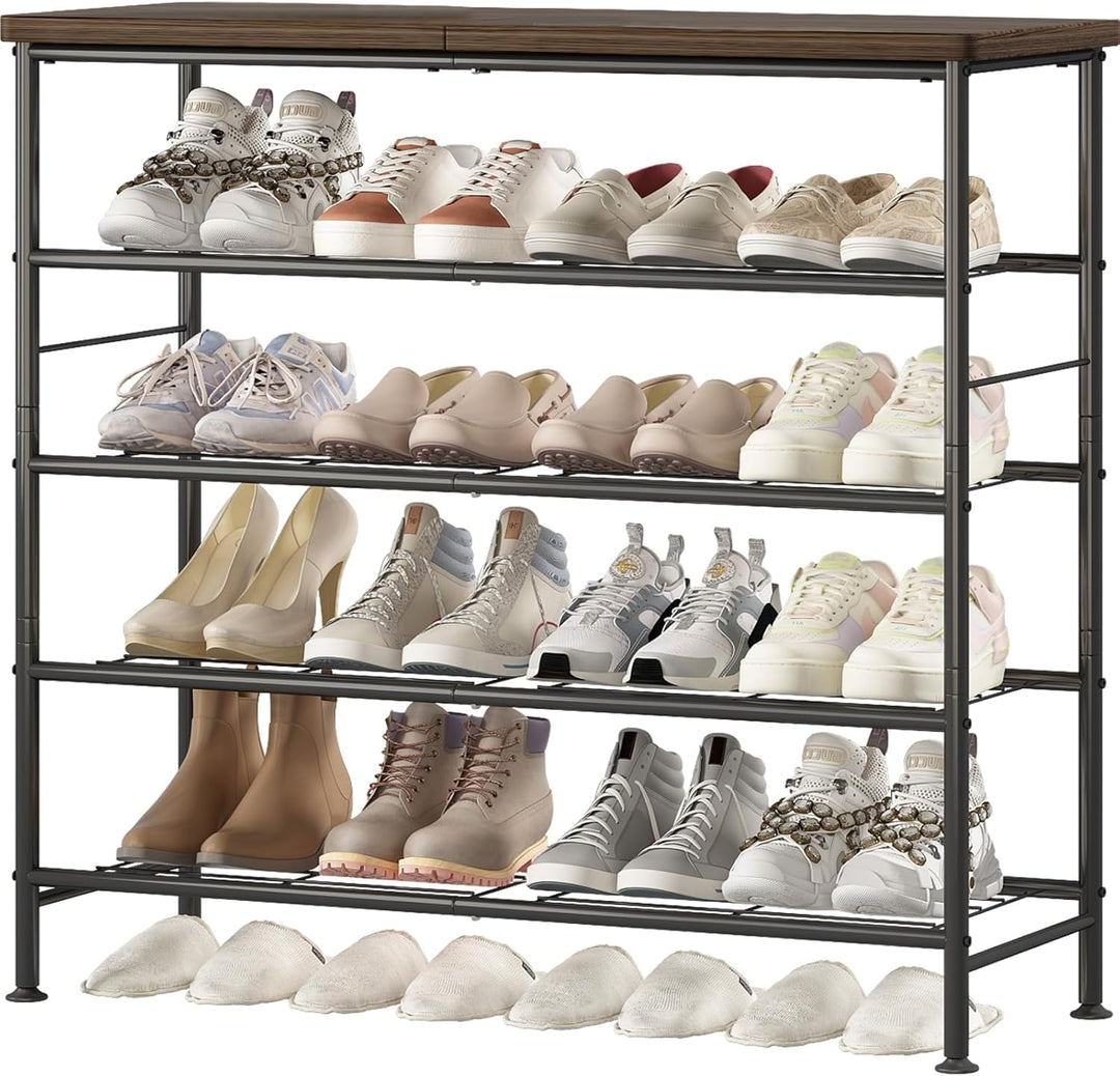 Schuhregal mit 4 Ebenen,Schuhregale aus Hochleistungsmetall mit MDF-Platte,Geeignet für Eingänge,Sch
