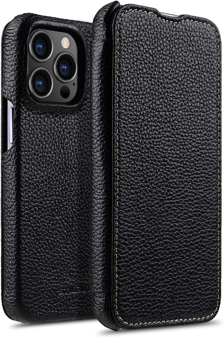STILGUT Book Case kompatibel mit iPhone 13 Pro (6.1“) Hülle aus Leder zum Klappen, Klapphülle, Handy