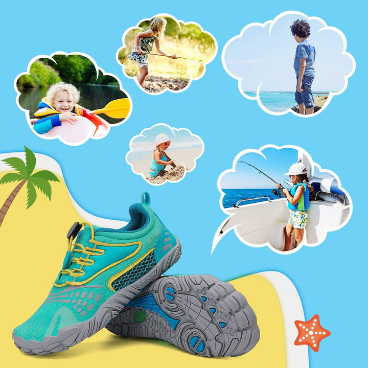 SAGUARO Kinder Barfussschuhe Schnell Trocknend Badeschuhe,24-36 EU 24 EU Grün Gelb, 24 EU Grün Gelb
