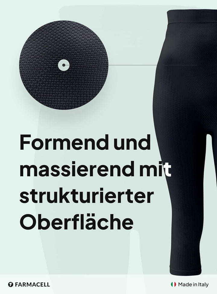 FarmaCell 323 Massierende Figurformende Lange Hose mit Pushup und Anti Cellulite Effekt, S-M Schwarz