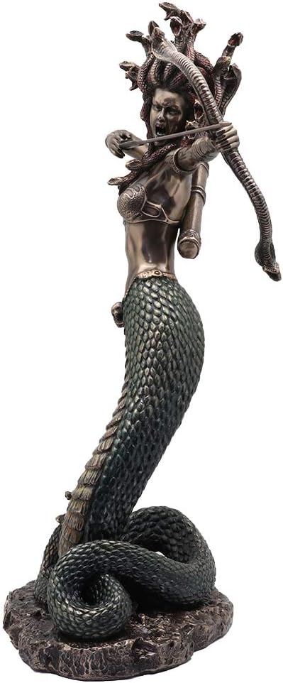 Veronese Design Furious Medusa Schiesspfeil aus Kunstharz, Bronze Finish, handbemalt, 36 cm, L