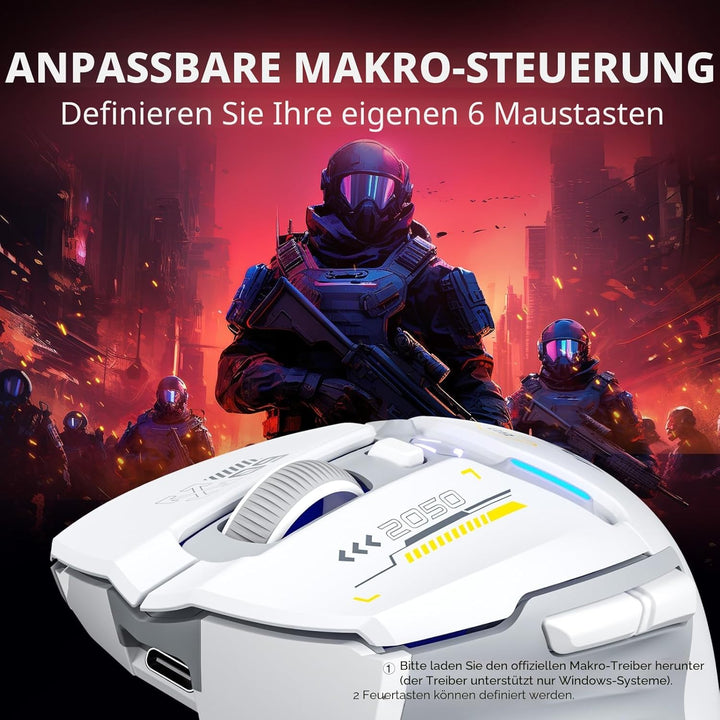 inphic IN9 Gaming Maus kabellos, echte Tri-Mode 2,4G Wireless/Type-C Wired/Bluetooth Maus, 10k DPl,