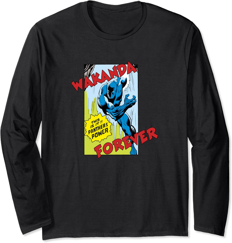 Marvel Black Panther Vintage Comic Poster Langarmshirt