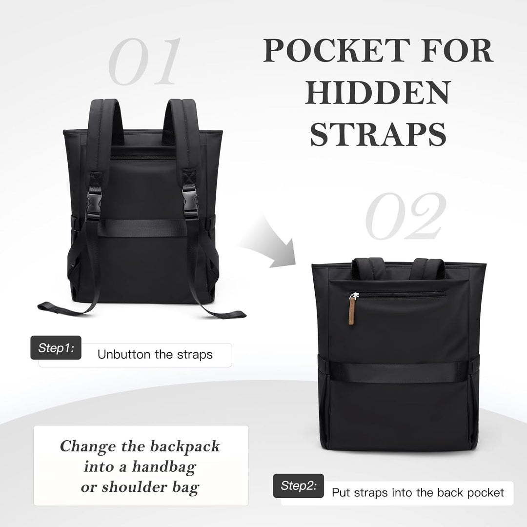Rucksack Damen 16 Zoll,Elegant Laptop Handtasche 2 in 1, Schultasche Women Tagesrucksäcke Arbeitstas