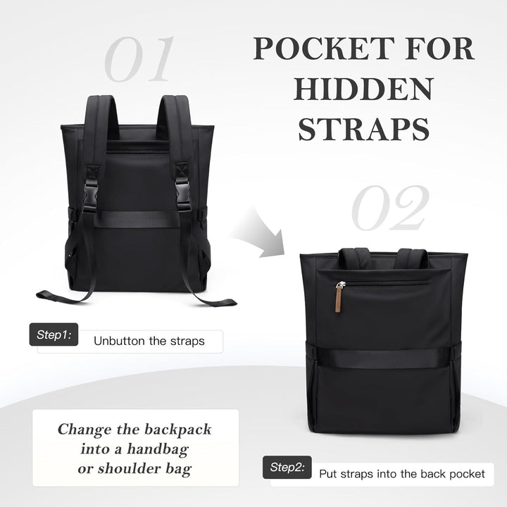 Rucksack Damen 16 Zoll,Elegant Laptop Handtasche 2 in 1, Schultasche Women Tagesrucksäcke Arbeitstas