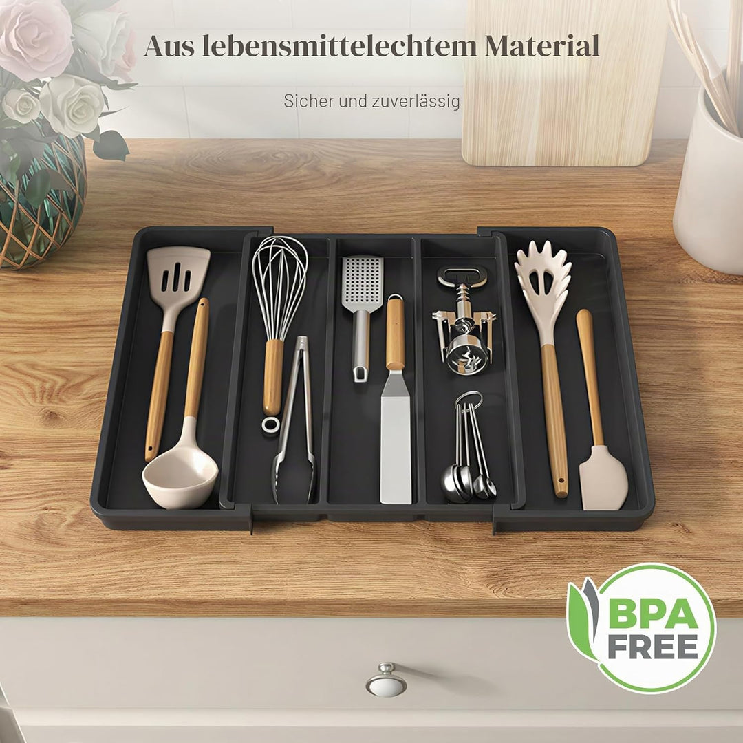 Lifewit Besteckkasten für Schubladen, Grosser Utensilienständer Erweiterbar auf 50 cm, verstellbarer