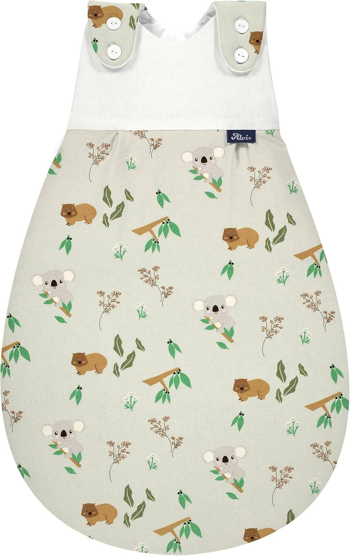 Alvi Baby Mäxchen Aussensack koalas world/Ganzjahresschlafsack mitwachsend/Babyschlafsack grössenver