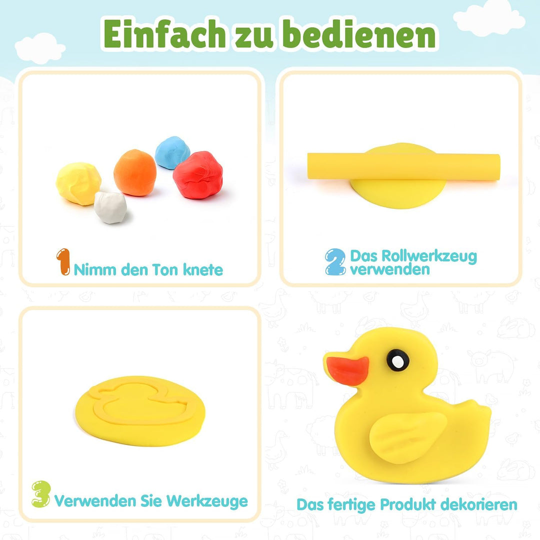 PLAY Nutztiere Knete Set für Kinder - Knete Zubehör Knete ab 3 jahre, Bauernhof Tiere Kinderknete mi