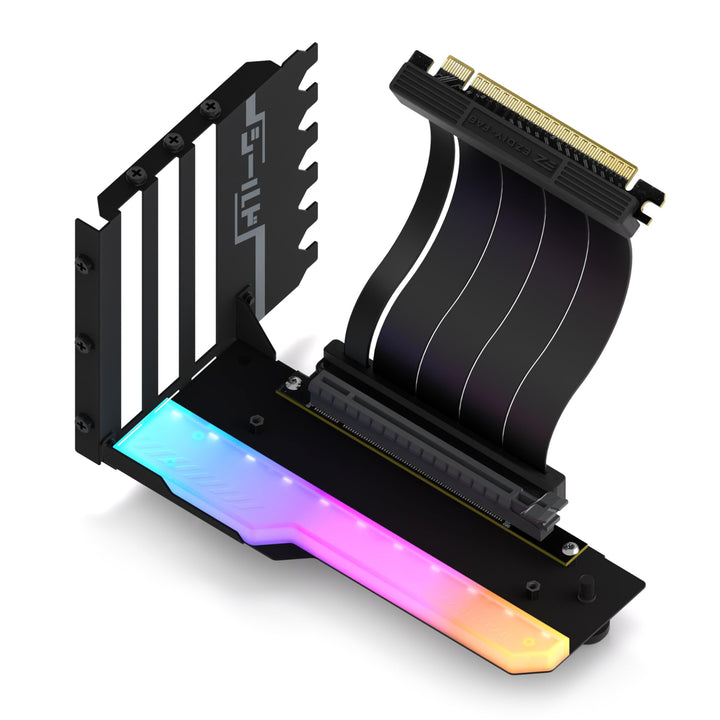 EZDIY-FAB Shield ARGB Vertikaler GPU Halter,115 mm PCIe 4.0 Riser,Schwarz, Schwarz
