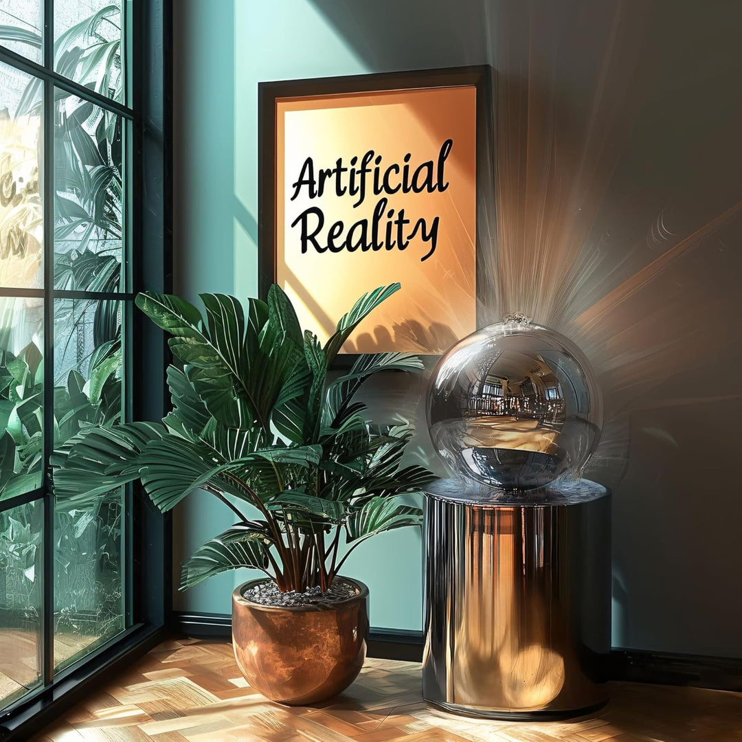 Köhko® Kugelbrunnen Ø25cm mit integrierte LED-Beleuchtung auf zylindrischen Edelstahl Eimer H30cm ho