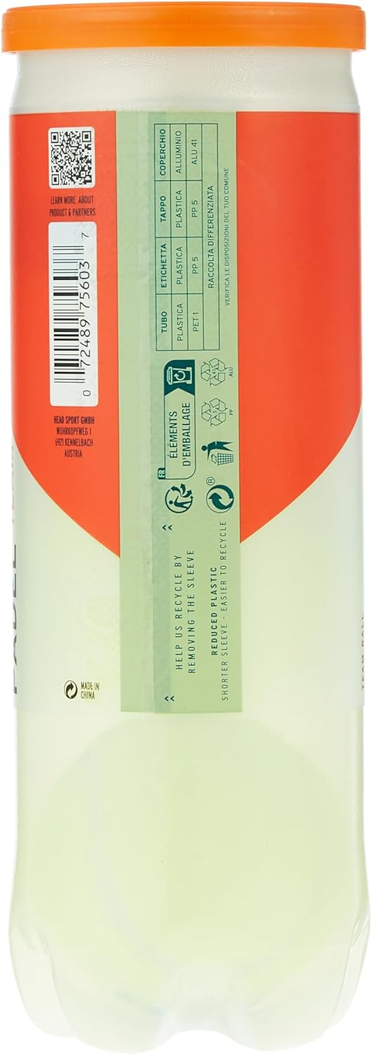 3B Head Padel Team (3 Bälle) Gelb Einheitsgrösse (Packung mit 3), Gelb Einheitsgrösse (Packung mit 3