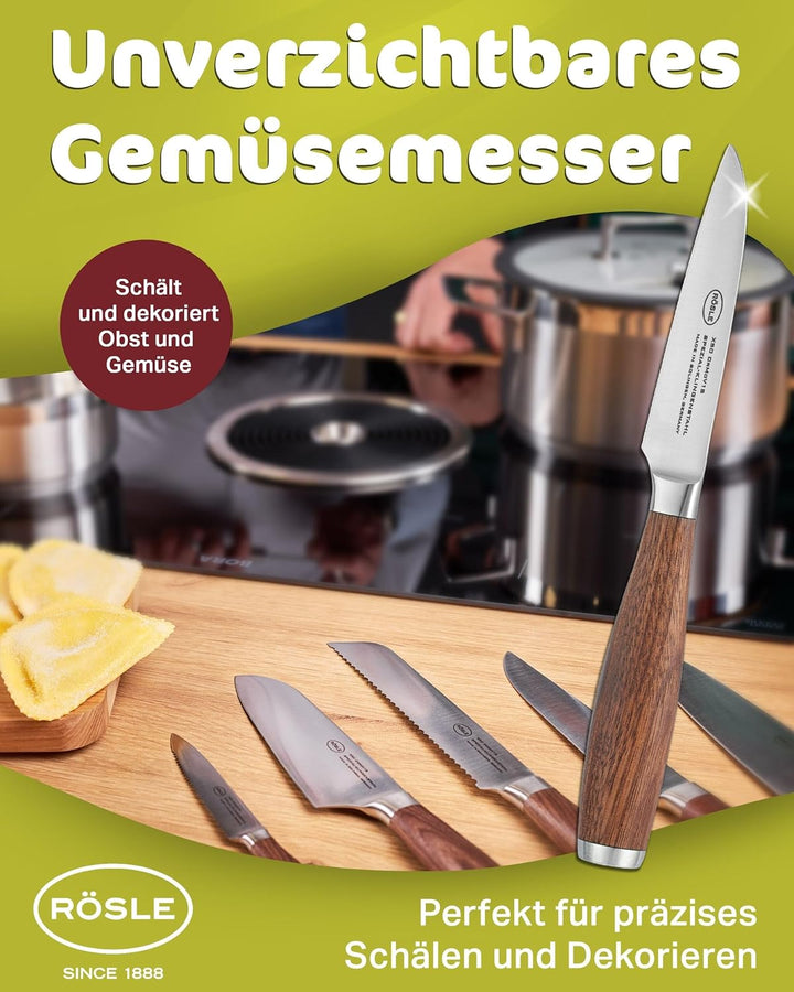 RÖSLE Gemüsemesser Masterclass, Hochwertiges Küchenmesser zum Zerkleinern von Obst und Gemüse, Made