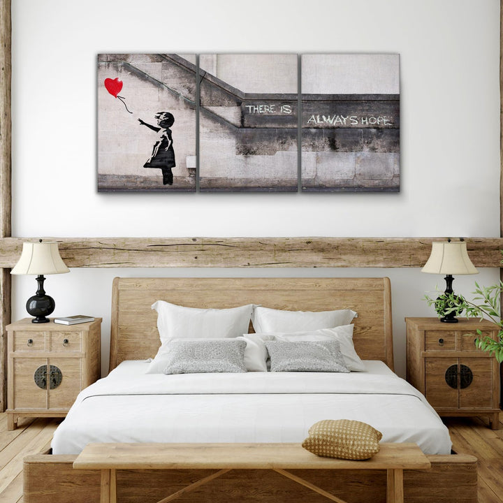 Giallobus - Grosse Gemälde im XXL-Format - Banksy - Street Art - Kleines Mädchen mit rotem Luftballo