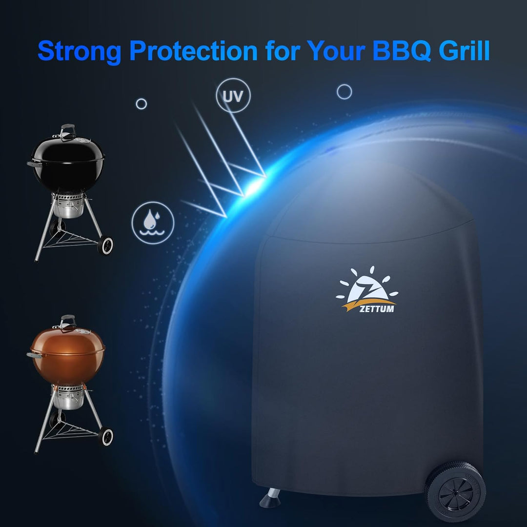 Zettum Kugelgrill Abdeckung Grill - 600D Oxford Holzkohle Abdeckhaube Grill für Weber 47 CM Barbecue