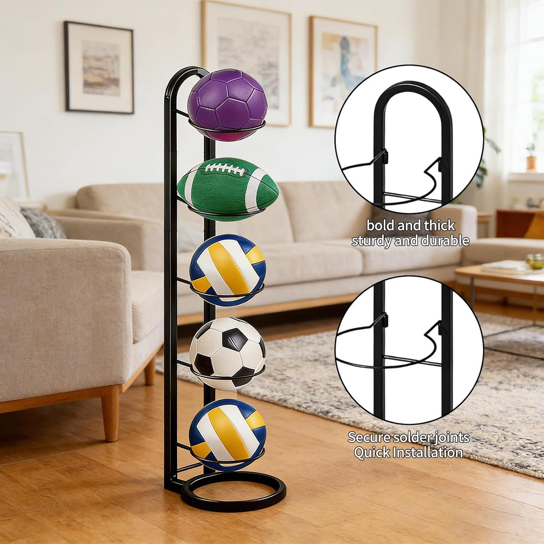 Ballständer Fussbälle 5 Stufiger, Vertical Ballständer Fussball | Metall Ballhalterung Stehend, Ball
