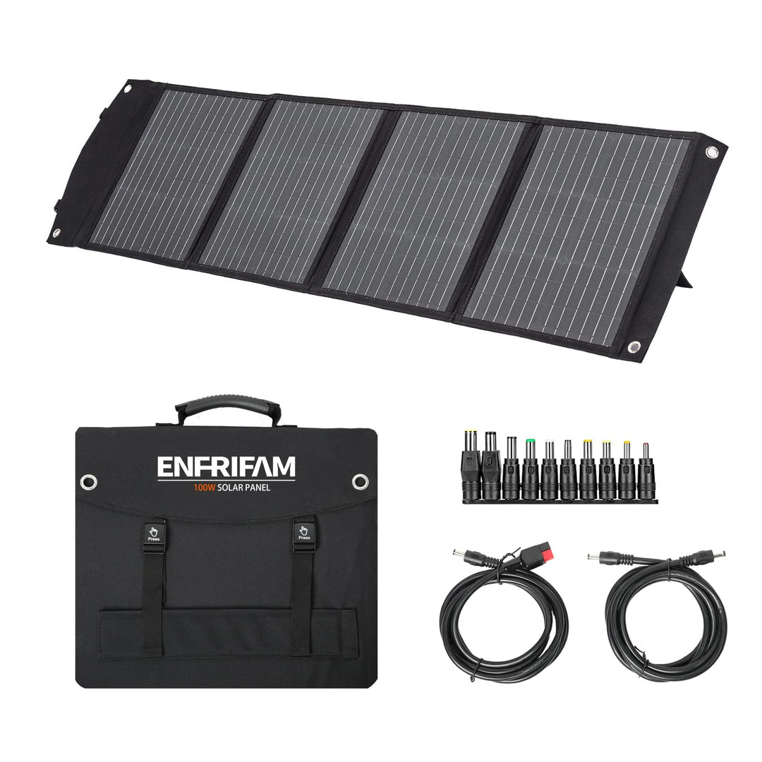 ENFRIFAM 100 Watt tragbares Solarpanel für Power Station, faltbares Solarladegerät mit USB DC Ausgan