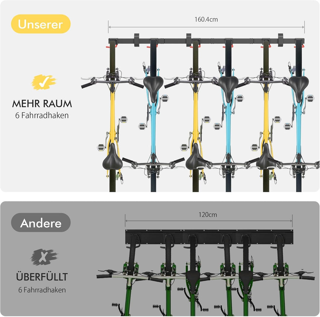 Mimoke Fahrrad Wandhalterung Vertikal | Geeignet für alle Fahrräder | Verstellbare Haken | Organisat