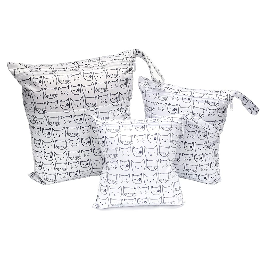 3 Stück/Set Windeltasche mit wiederverwendbar Stoff Wetbag Nasstaschen Organiser Beutel für Babys Wi