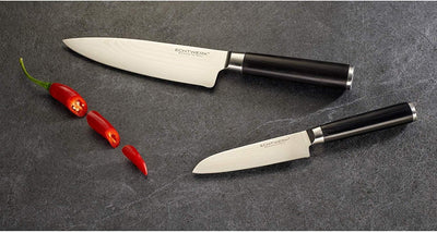 Echtwerk EW-DM-0365 Damaszener Messer Set, 2-TLG, Kochmesser,Küchenmesser, Damaststahl, Pakka-Holz,
