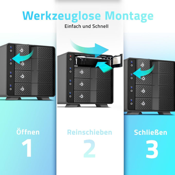 FANTEC MB-X4U31 4fach USB3.2 Gen2 Festplattengehäuse für 4X SATA 3,5/2,5 Zoll SSDs und HDDs, Transfe